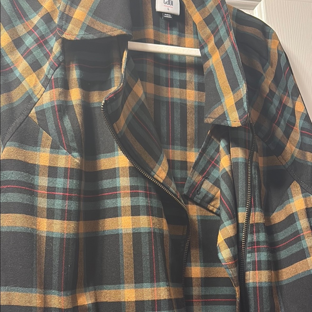 CAbi Black and Gold Plaid Jacket